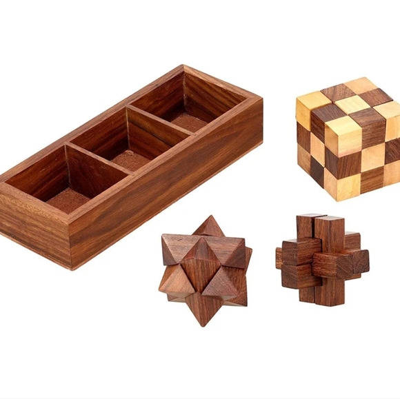 3-in-One Wooden Puzzle Games Set - 3D Puzzles for Teens and Adults  🧩🌳 - Picture 2 of 15